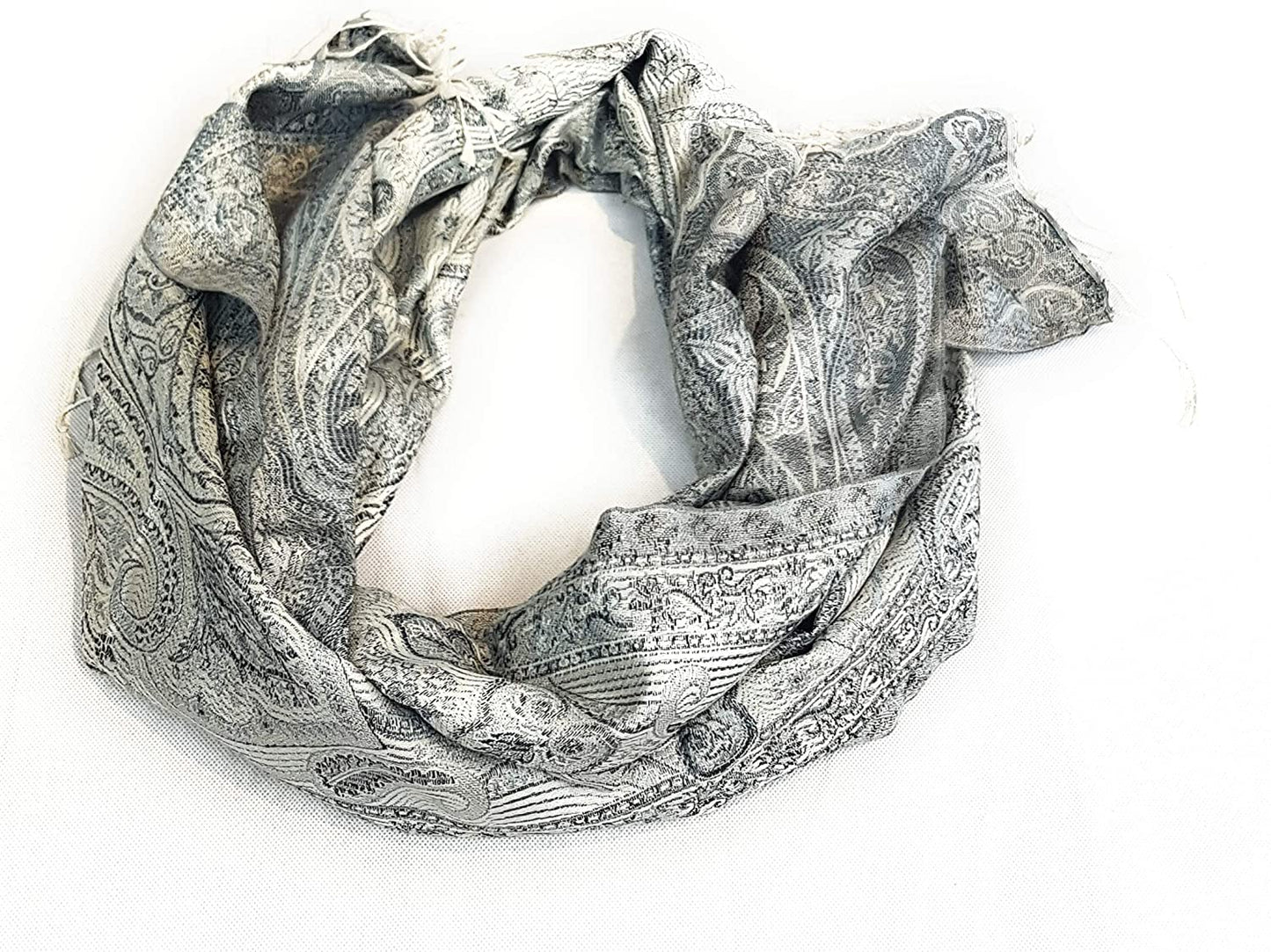 Luxus Seidenschal aus Indien für Damen & Herren, elegante Farben mit Fransen Paisley Muster 200 x 55 cm - Schal aus reiner Seide - diverse Designs