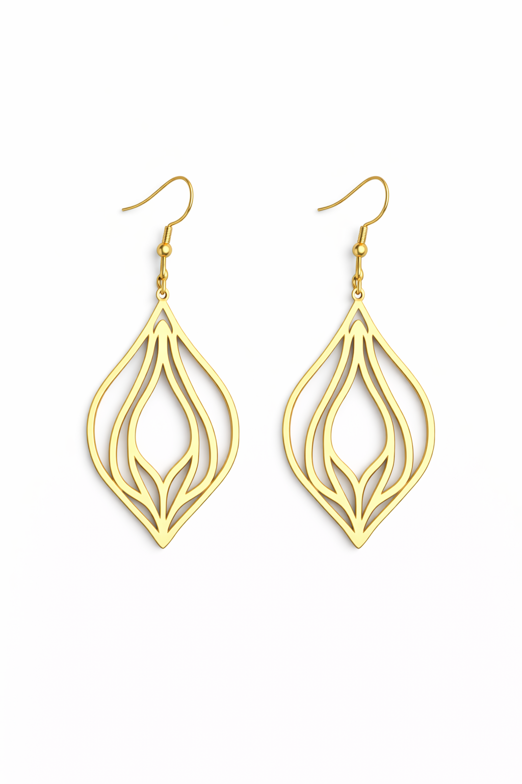 Vulva Yoni Ornament Ohrringe Gold, Statement, Minimalistisch filigrane Ohrhänger, leichte Ohrringe, Messing, elegant, Schmuck