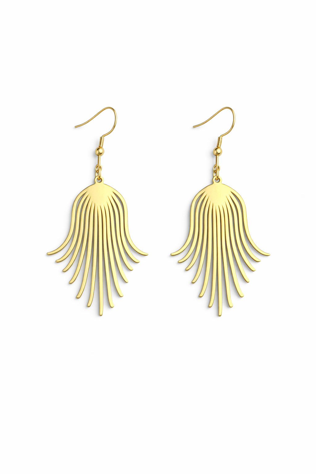 Schnittmacher Ornament Ohrringe Gold, Statement, Minimalistisch filigrane Ohrhänger, leichte Ohrringe, Messing, elegant, Schmuck