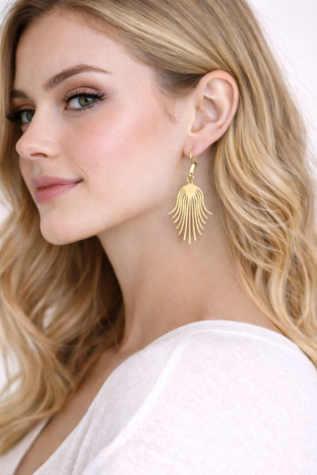 Schnittmacher Ornament Ohrringe Gold, Statement, Minimalistisch filigrane Ohrhänger, leichte Ohrringe, Messing, elegant, Schmuck