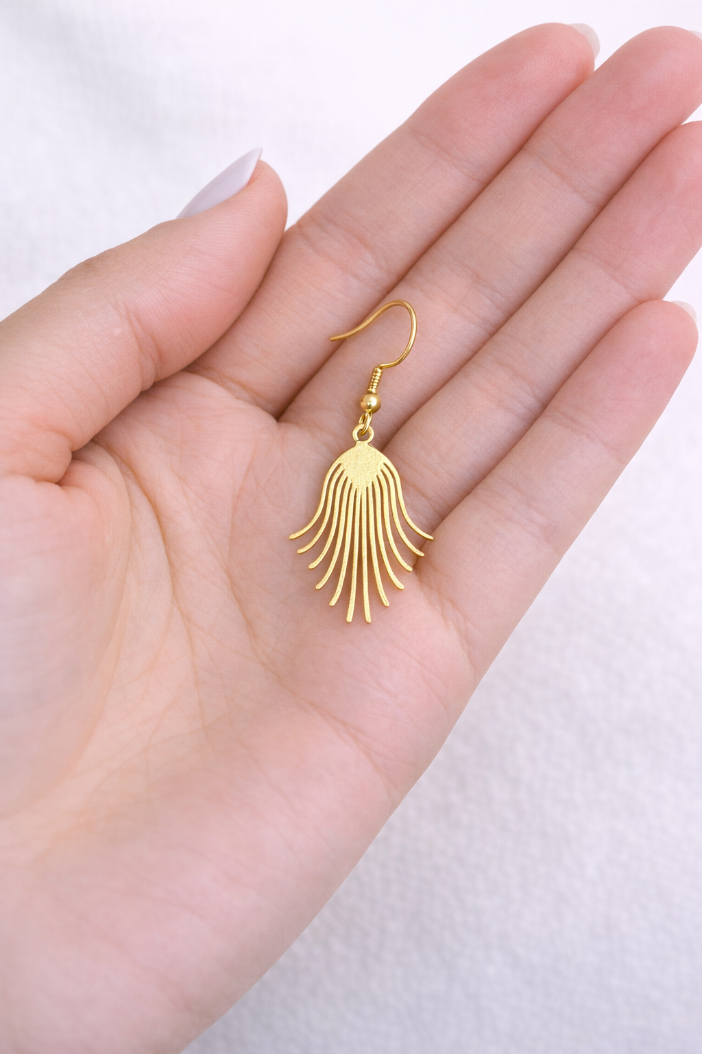 Schnittmacher Ornament Ohrringe Gold, Statement, Minimalistisch filigrane Ohrhänger, leichte Ohrringe, Messing, elegant, Schmuck