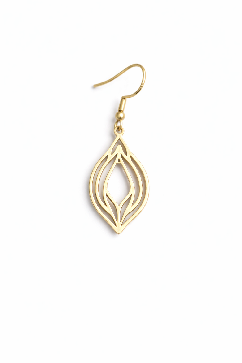 Vulva Yoni Ornament Ohrringe Gold, Statement, Minimalistisch filigrane Ohrhänger, leichte Ohrringe, Messing, elegant, Schmuck