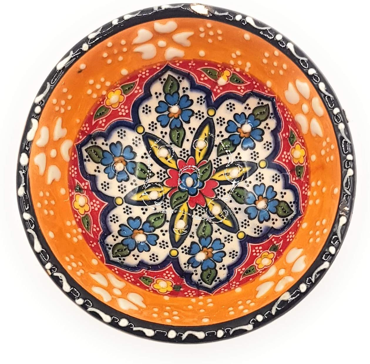 Flairs Orientalische Keramikschüssel, Schale, Müslischale, handbemalt, bunt - Ø 8 cm