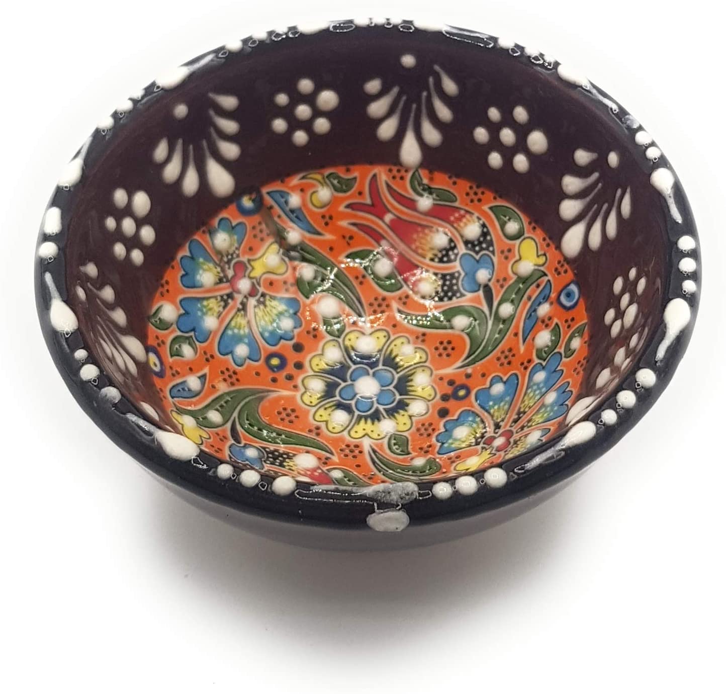 Flairs Orientalische Keramikschüssel, Schale, Müslischale, handbemalt, bunt - Ø 8 cm