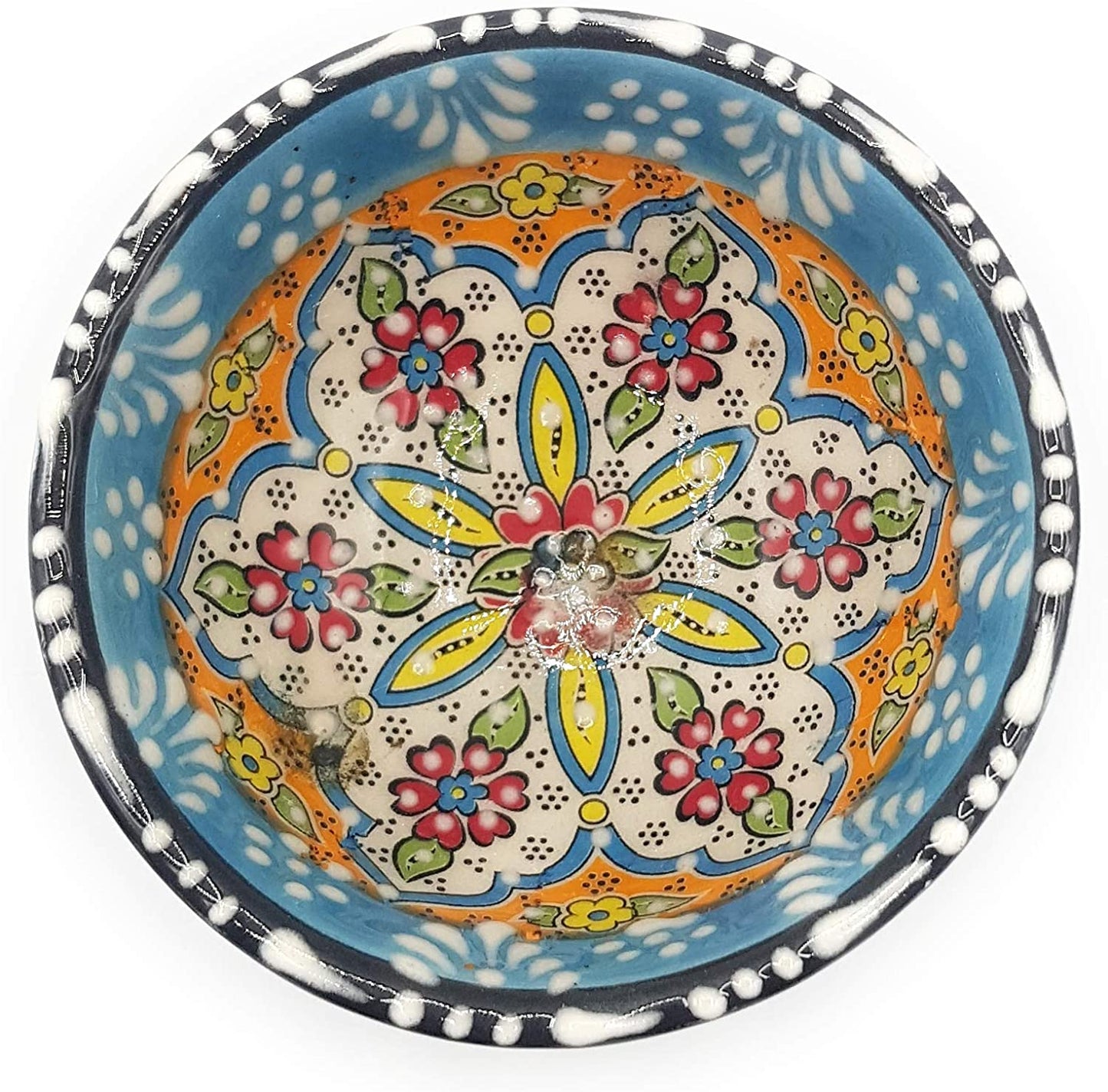 Flairs Orientalische Keramikschüssel, Schale, Müslischale, handbemalt, bunt - Ø 8 cm