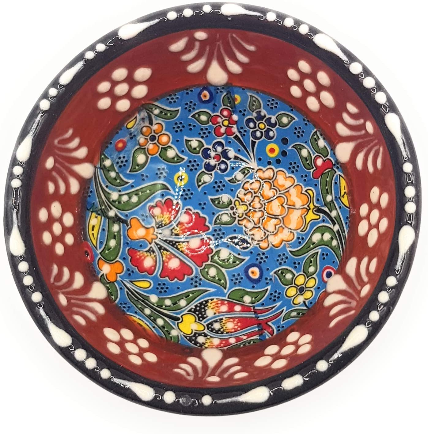 Flairs Orientalische Keramikschüssel, Schale, Müslischale, handbemalt, bunt - Ø 8 cm