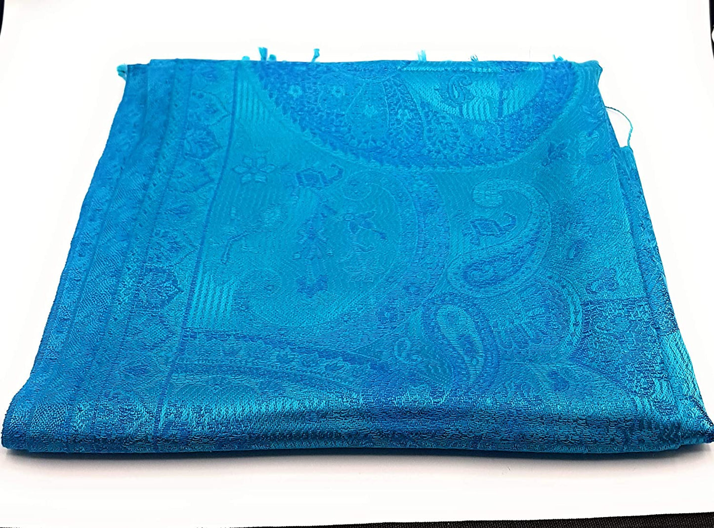 Indischer Seidenschal Schal 100% Seide Jacquard gewebt elegante Farben mit Fransen 55 x 200 cm Indische/Paisley Muster Seidentuch - VIELE MUSTER